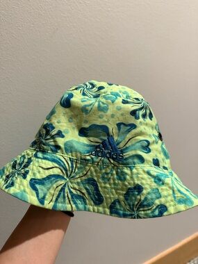 adidas Beach Allover Print Bucket Hat lime green and blue floral